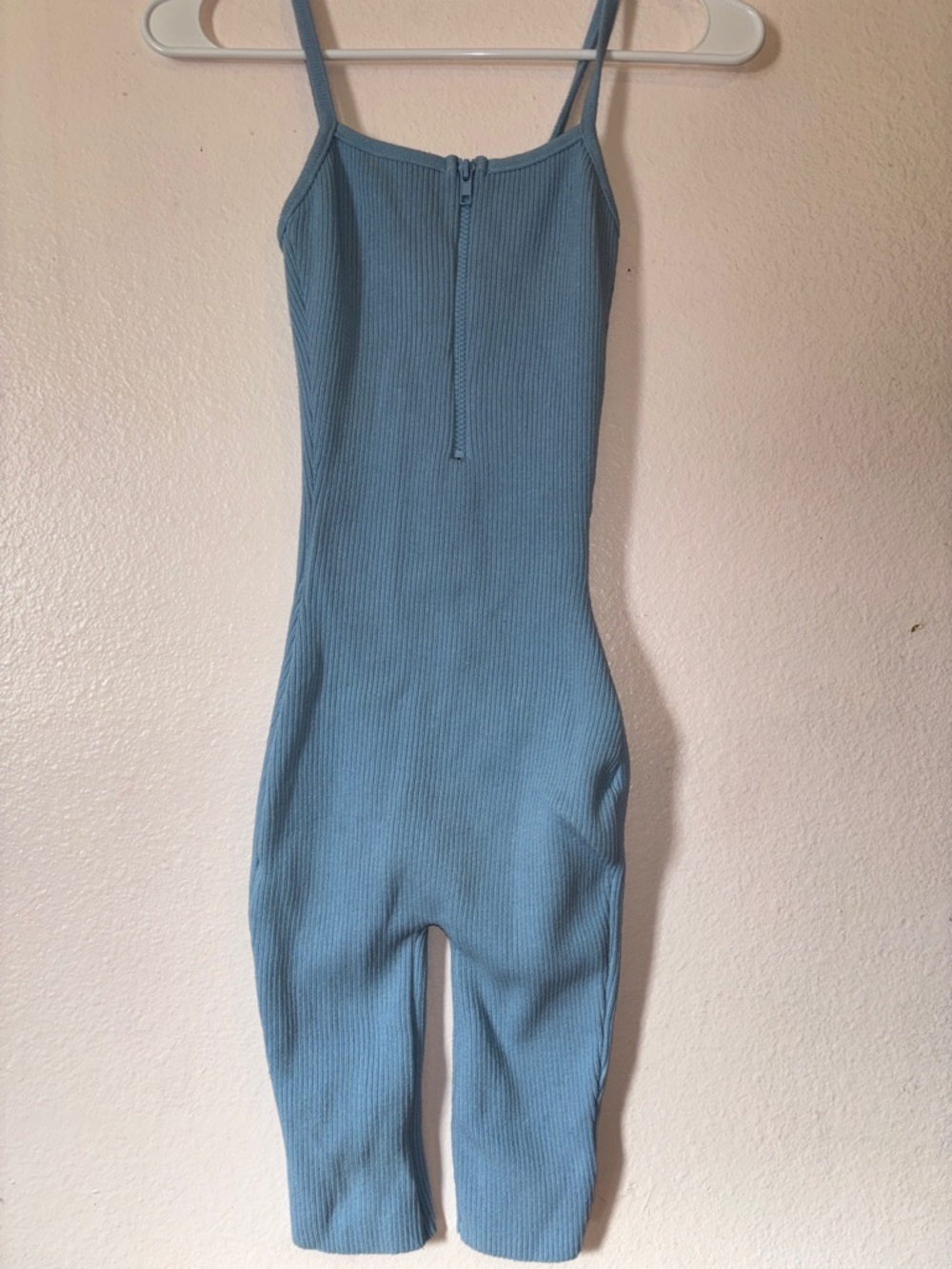 Pretty Knit Woman’s Light Blue Ribbed Romper, Size S